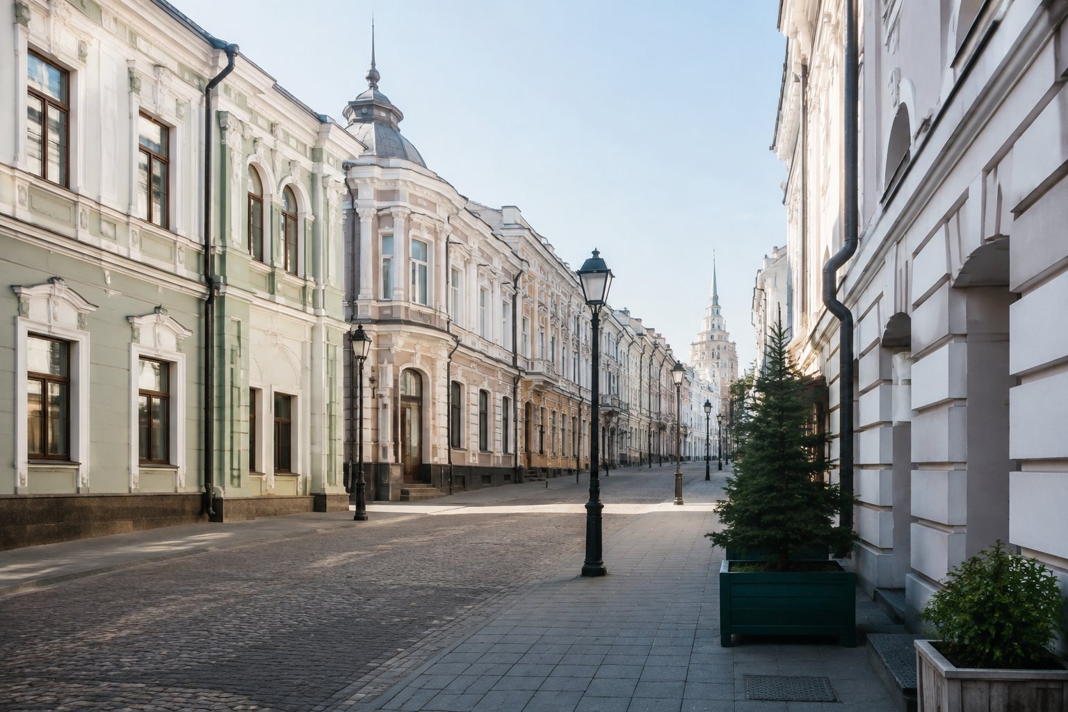 Пешеходная улица в историческом центре Казани